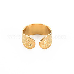 Ion Plating(IP) 304 Stainless Steel Flat Open Cuff Ring for Women&nbsp;RJEW-S405-204G