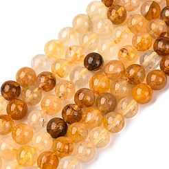 Natural Yellow Hematoid Quartz Round Beads Strands&nbsp;X-G-F266-09-8mm