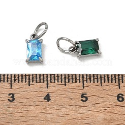 304 Stainless Steel Pave Cubic Zirconia Charms&nbsp;CU-CBABCF3-01P