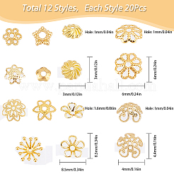 240Pcs 12 Style Brass Bead Caps&nbsp;KK-SC0003-35