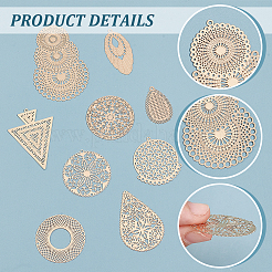 36Pcs 9 Styles Round Teardrop Triangle Brass Chandelier Components Links&nbsp;KKC-UN0001-03