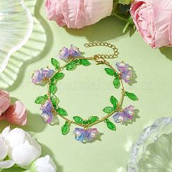 Flower Glass & Acrylic Charm Bracelets&nbsp;BJEW-JB10443-02