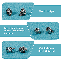 12Pcs 304 Stainless Steel European Beads&nbsp;STAS-HS0001-06