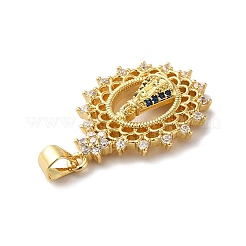 Rack Plating Brass Micro Pave Clear Cubic Zirconia Pendants&nbsp;KK-F853-04G