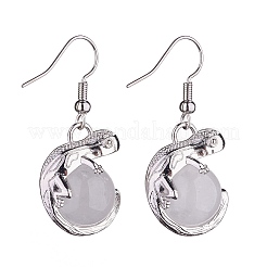 Natural Quartz Crystal Chameleon Dangle Earrings with Crystal Rhinestone&nbsp;EJEW-A092-10P-10