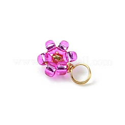 8Pcs 8 Color Flower Glass Seed Beaded Charms&nbsp;PALLOY-JF02004-01