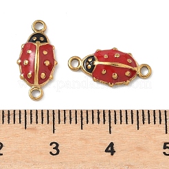 304 Stainless Steel Enamel Ladybug Connector Charms&nbsp;STAS-U056-01G-01