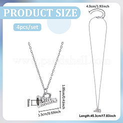 4Pcs Brass Enamel Trumpet Pendant Necklaces for Women&nbsp;NJEW-PH0001-58AS