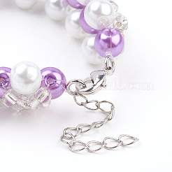 (Jewelry Parties Factory Sale)Pearlized Glass Round Beads Bracelets&nbsp;BJEW-JB03306-02