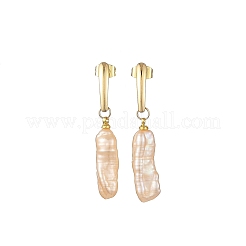 304 Stainless Steel Stud Dangle Earrings with Natural Baroque Keshi Pearls&nbsp;EJEW-JE07339