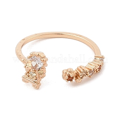 Brass Micro Pave Colourful Cubic Zirconia Open Cuff Rings for Women&nbsp;RJEW-Z073-01G-02