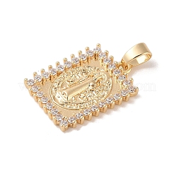 Brass Cubic Zirconia Pendants&nbsp;KK-Z050-01G-02