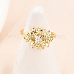 Brass Micro Pave Cubic Zirconia Cuff Rings for Women&nbsp;RJEW-Z113-45G
