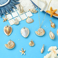18Pcs 9 Styles Plating Acrylic Imitation Shell Pendants&nbsp;PACR-YW0001-42