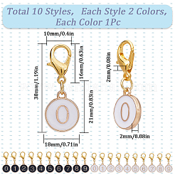 20Pcs 2 Colors Flat Round with Number Alloy Enamel Locking Pendant Stitch Markers&nbsp;HJEW-SC00044