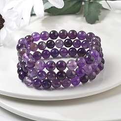 Natural Amethyst Beaded Stretch Bracelets&nbsp;BJEW-Q692-56-8mm