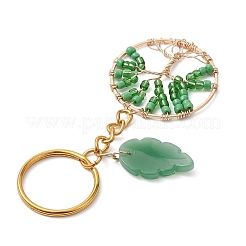 Tree of Life & Leaf Glass Seed Beaded Keychain&nbsp;KEYC-MZ00006