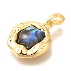 Brass Pave Paua Shell Pendants&nbsp;KK-K388-80G