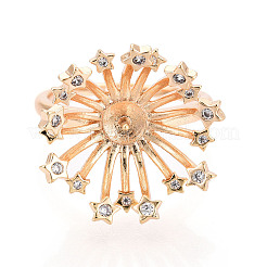 Star Brass Micro Pave Clear Cubic Zirconia Adjustable Ring Settings&nbsp;KK-T076-22G