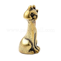 Brass Cat Miniature Figurine Statues&nbsp;KK-S335-02AB-B