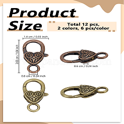 Tibetan Style Heart Lobster Claw Clasps&nbsp;FIND-LP0007-55A-01