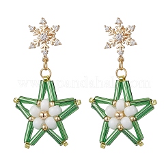 Glass Star Stud Earrings&nbsp;EJEW-MZ00256