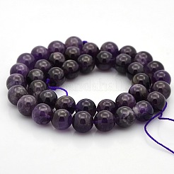Natural Amethyst Round Beads Strands&nbsp;G-N0120-11B-10mm