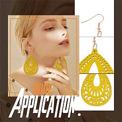 4 Pairs 4Colors Wood Dangle Earrings for Women&nbsp;EJEW-AN0003-93