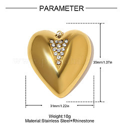 304 Stainless Steel Rhinestone Pendants&nbsp;STAS-OY010-38G