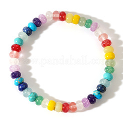 Bohemian Rainbow Mixed Gemstone Rondelle Beaded Stretch Bracelets for Women&nbsp;AG7128