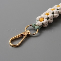 Daisy Handmade Woven Cotton Pendant Decorations&nbsp;KEYC-WH0029-41G-04