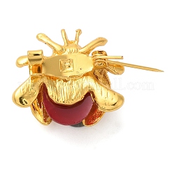 Alloy Rhinestone Ladybird Brooch&nbsp;JEWB-B020-01G-01