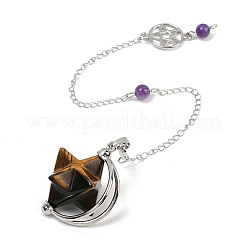 Star Natural & Synthetic Gemstone Pointed Dowsing Pendulums&nbsp;HJEW-Z007-01P