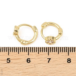 Flower Brass Micro Pave Clear Cubic Zirconia Hoop Earrings&nbsp;EJEW-D348-16G