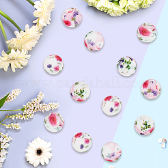 60Pcs Round with Pattern Food Grade Eco-Friendly Silicone Focal Beads&nbsp;SIL-PA0001-34E