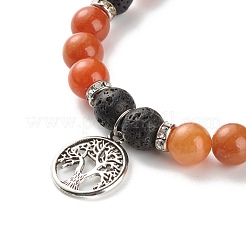Round Natural Mixed Gemstone Beads Stretch Bracelet&nbsp;BJEW-JB06966