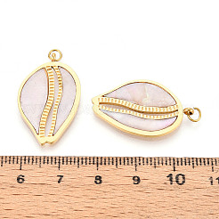 304 Stainless Steel Pave Natural Shell Pendants&nbsp;STAS-N115-21A-G