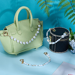 3Pcs 3 Styles Alloy & Nuggets White ABS Plastic Imitation Pearl Beaded Bag Handles&nbsp;FIND-PH0025-95