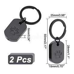 Rectangle with Paw Print 304 Stainless Steel Pet Memorial Urn Ashes Keychains&nbsp;STAS-WH0029-80EB