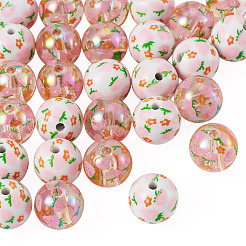 28Pcs 2 Styles Printed Opaque & Transparent Acrylic Beads&nbsp;OACR-TA0005-10