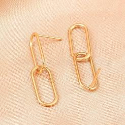Oval 316 Stainless Steel Dangle Stud Earrings&nbsp;EJEW-D339-04G