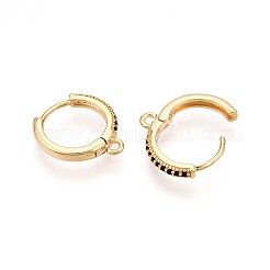 Brass Micro Pave Cubic Zirconia Hoop Earring Finding&nbsp;KK-N261-51A-G