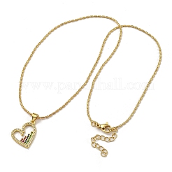 Brass Micro Pave Colorful Cubic Zirconia Peach Heart Pendant Necklaces for Women&nbsp;LS-NJEW-Q346-01G-02
