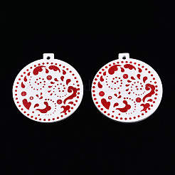 Christmas Spray Painted Wood Big Pendants&nbsp;WOOD-N005-103B