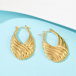 304 Stainless Steel Stripe Hoop Earrings&nbsp;EJEW-S265-11G