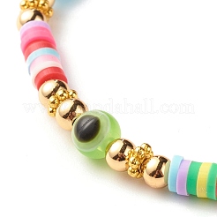 Handmade Polymer Clay Heishi Beads Stretch Bracelet&nbsp;BJEW-JB07269