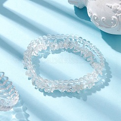 Chip & Round Natural Quartz Crystal Beaded Stretch Bracelets&nbsp;BJEW-JB10189-01
