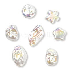 35Pcs 7 Styles Electroplated Opaque Resin Imitation Baroque Pearl Beads&nbsp;RESI-CJ0005-09