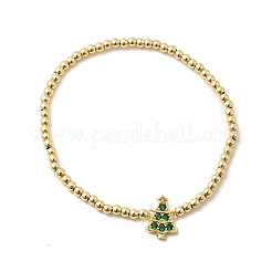 Christmas Brass Micro Pave Cubic Zirconia Link Bracelets&nbsp;LS-BJEW-K289-01B-G