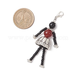 4Pcs Glass & Alloy & Gemstone Human Pendant Decoration&nbsp;HJEW-TA00361